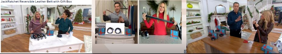 JackRatchet Reversible Leather Belt featured on QVC with hosts demonstrating the product